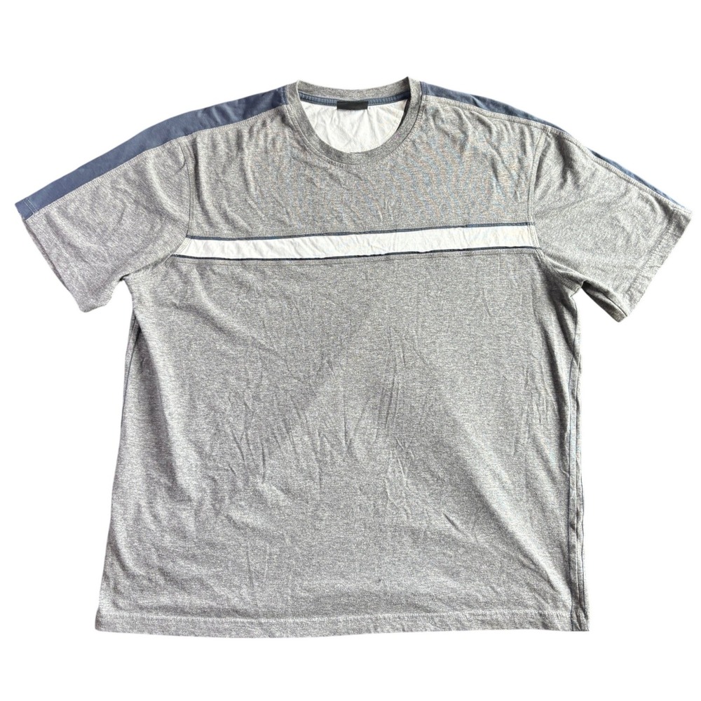XG Mens T-Shirt XL Gray Cotton Blend Colorblock Stripe Short Sleeve Tee